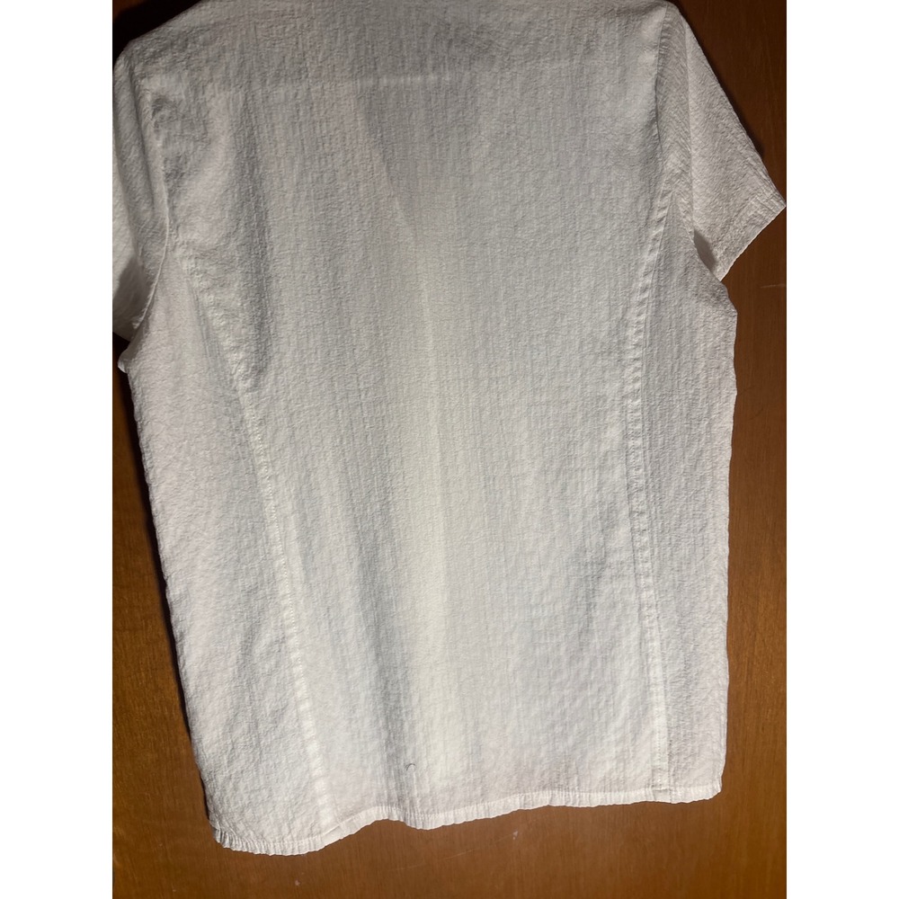 White Stag Arctic White Textured Button Up Short Sleeve Shirt WL21722 Womens M - Picture 4 of 9